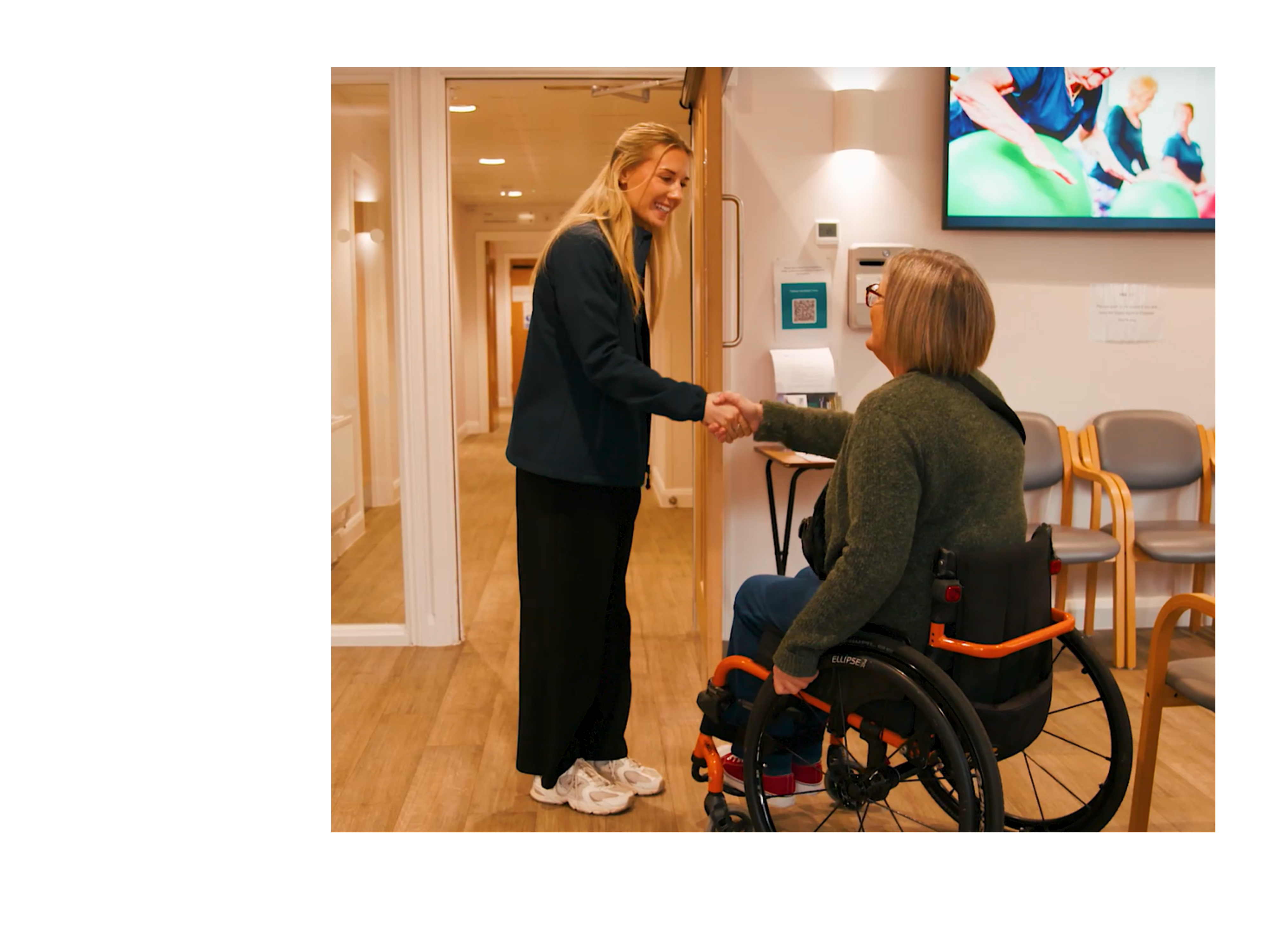 Natalie Seymour welcoming patient to IRC